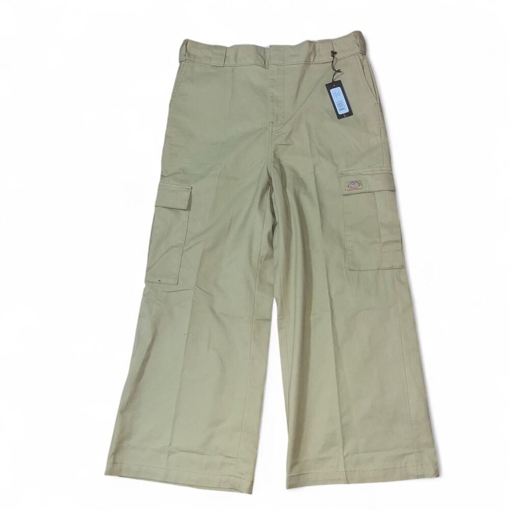 Dickies Women's Tan Khaki Baggy Cargo Wide Leg Pants SZ 12 NWT
